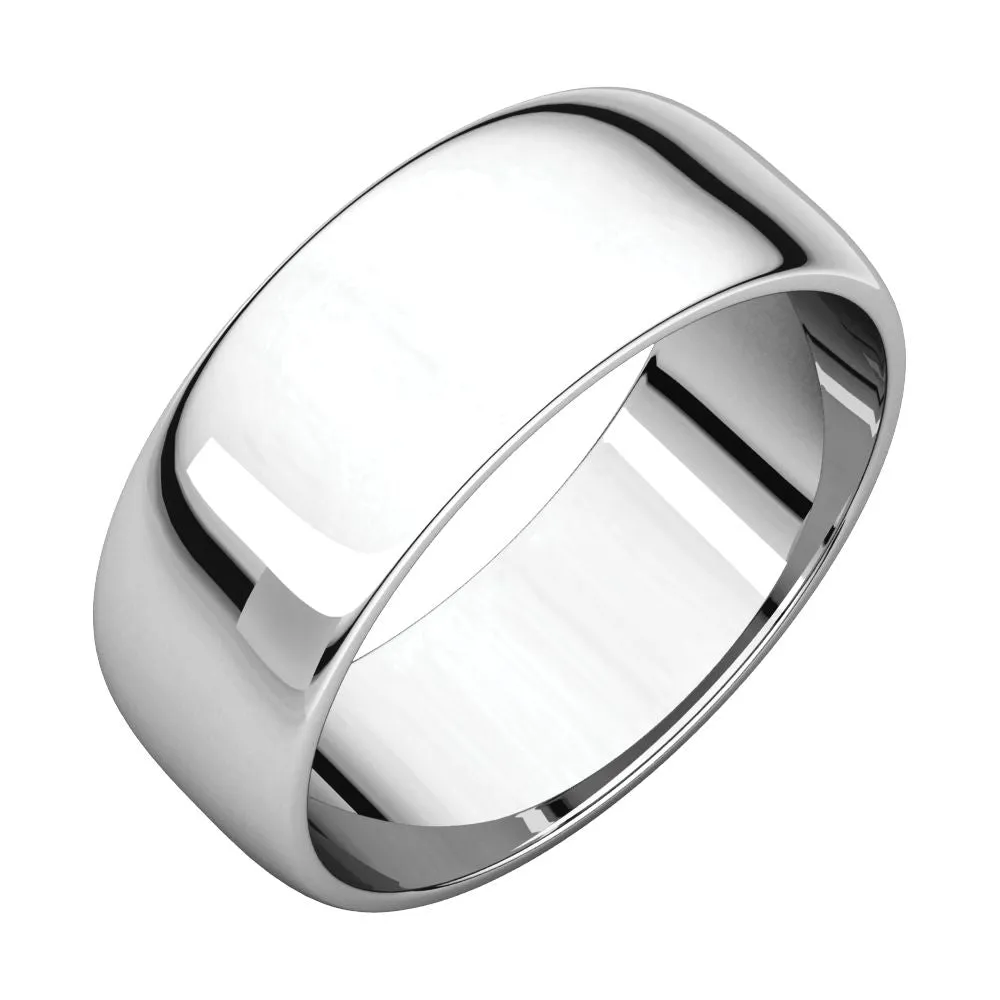 Platinum 7mm Half Round Light Band, Size 10