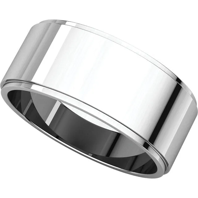 Platinum 8mm Flat Edge Band, Size 10