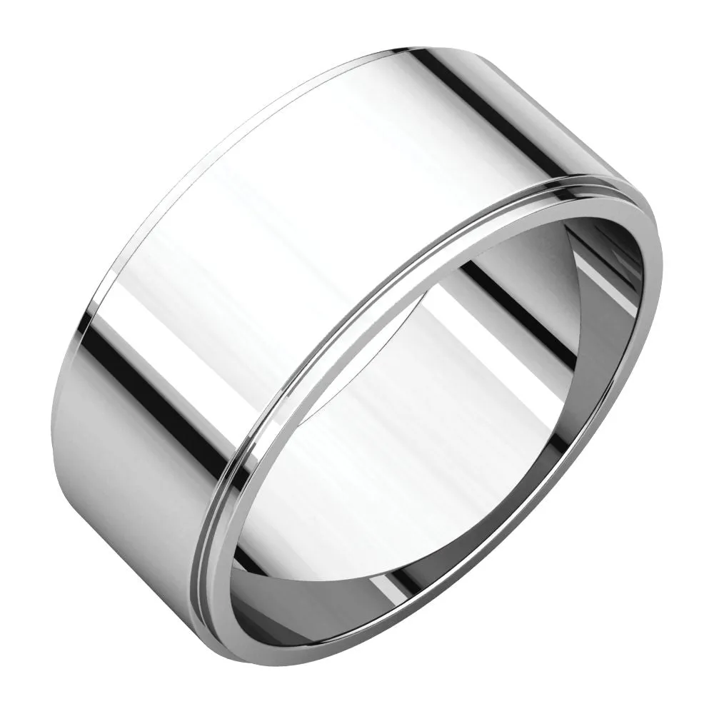 Platinum 8mm Flat Edge Band, Size 10