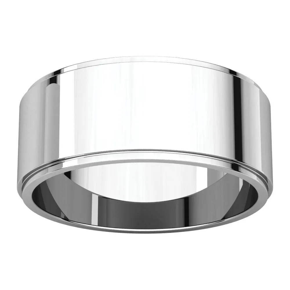 Platinum 8mm Flat Edge Band, Size 10