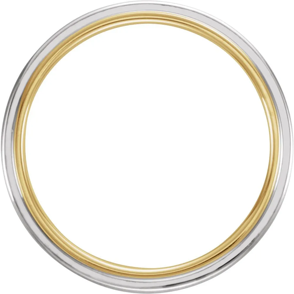 Platinum & 18K Yellow 7mm Grooved Flat Edge Band Size 10.5