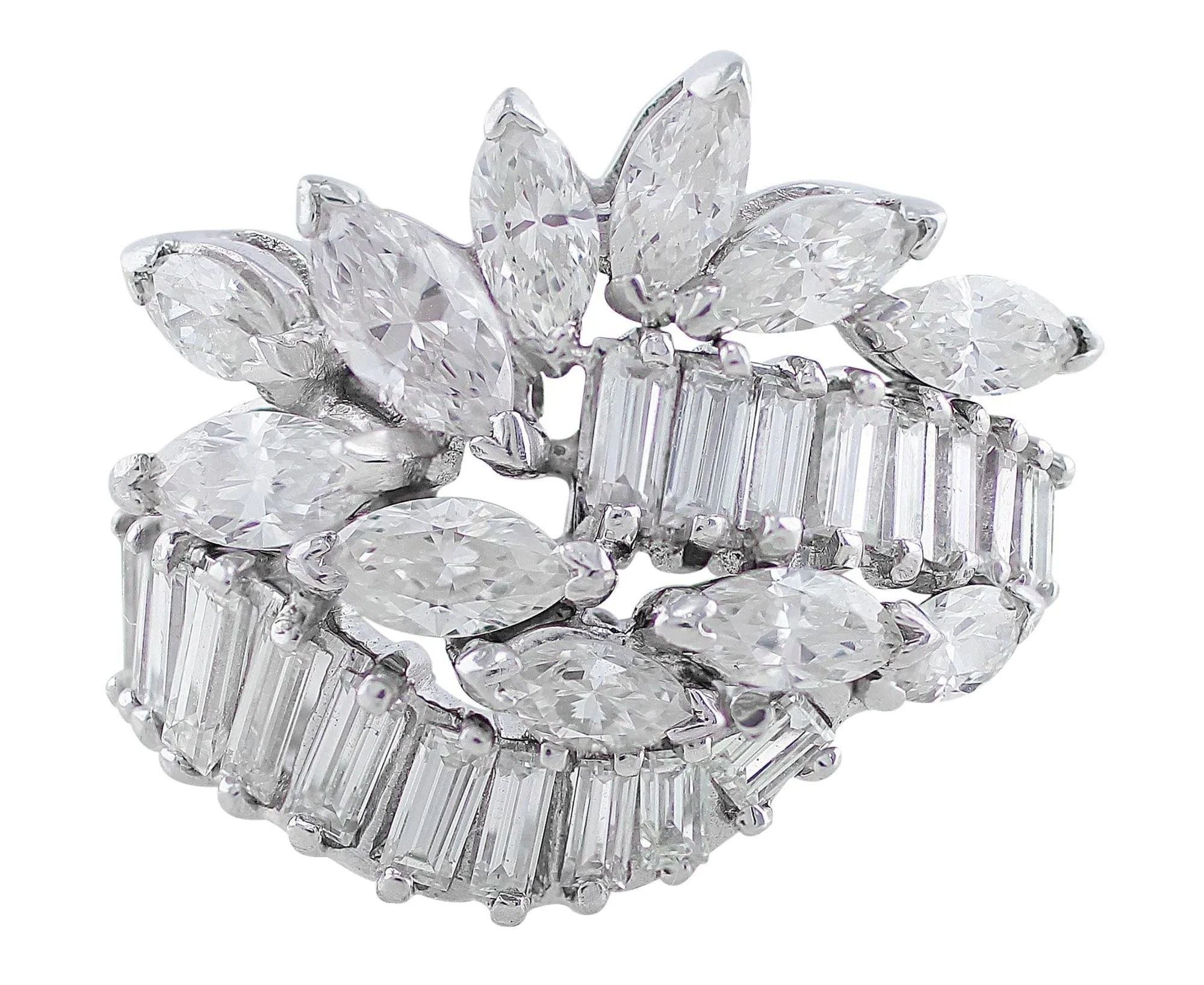 Platinum Baguette and Marquise Diamond Ring