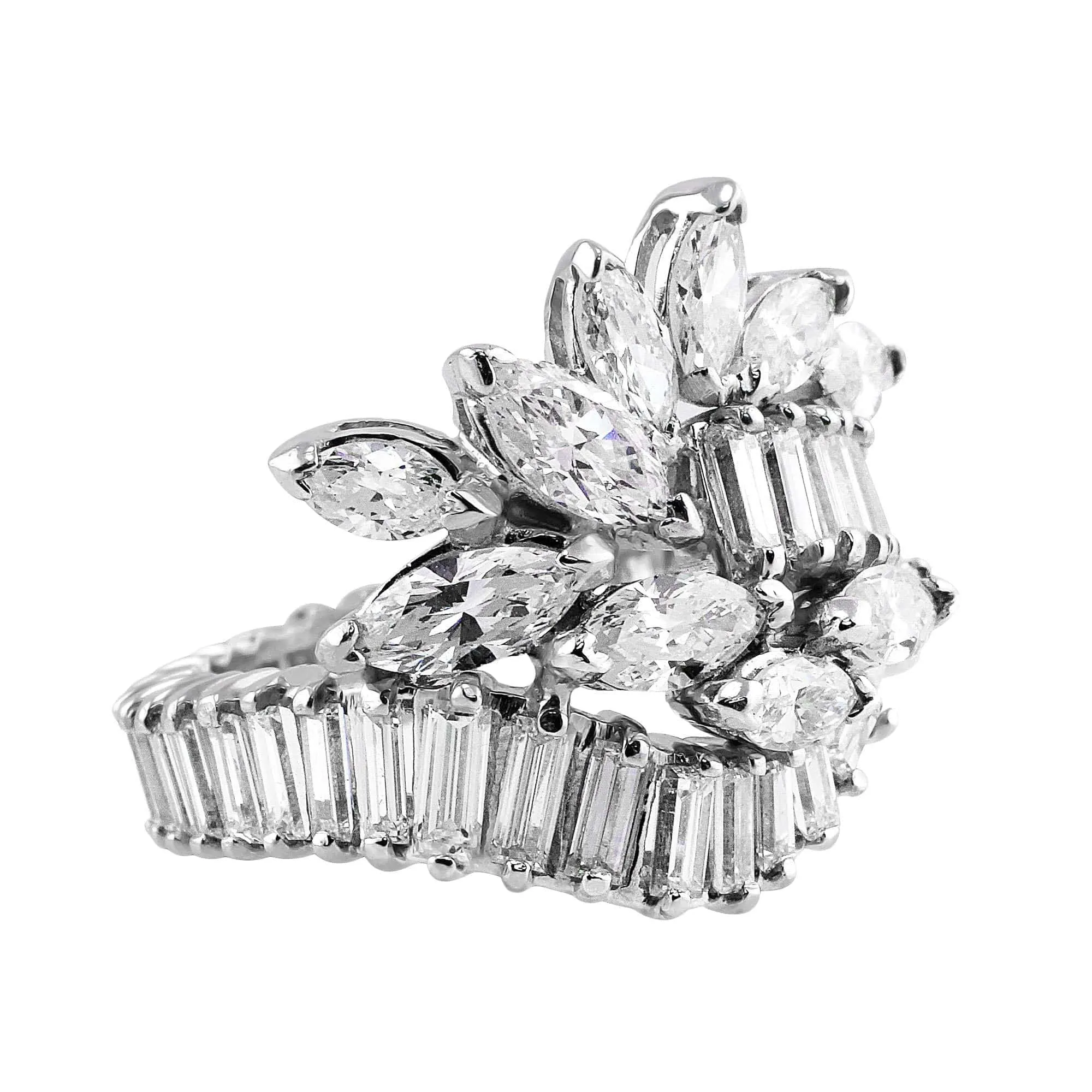 Platinum Baguette and Marquise Diamond Ring