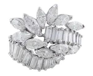 Platinum Baguette and Marquise Diamond Ring
