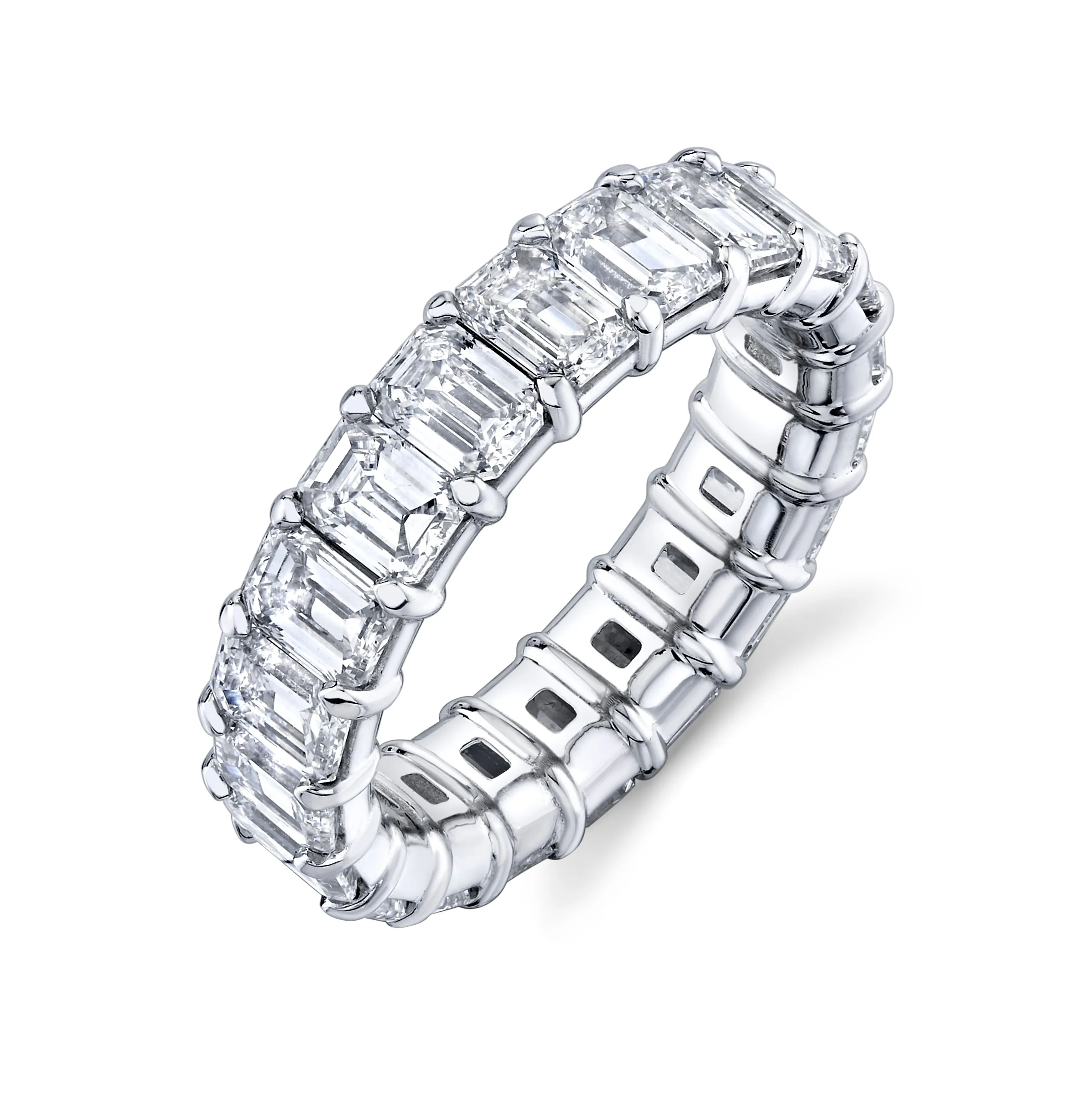 Platinum Emerald Cut Diamond Eternity Ring (6.40ctw)