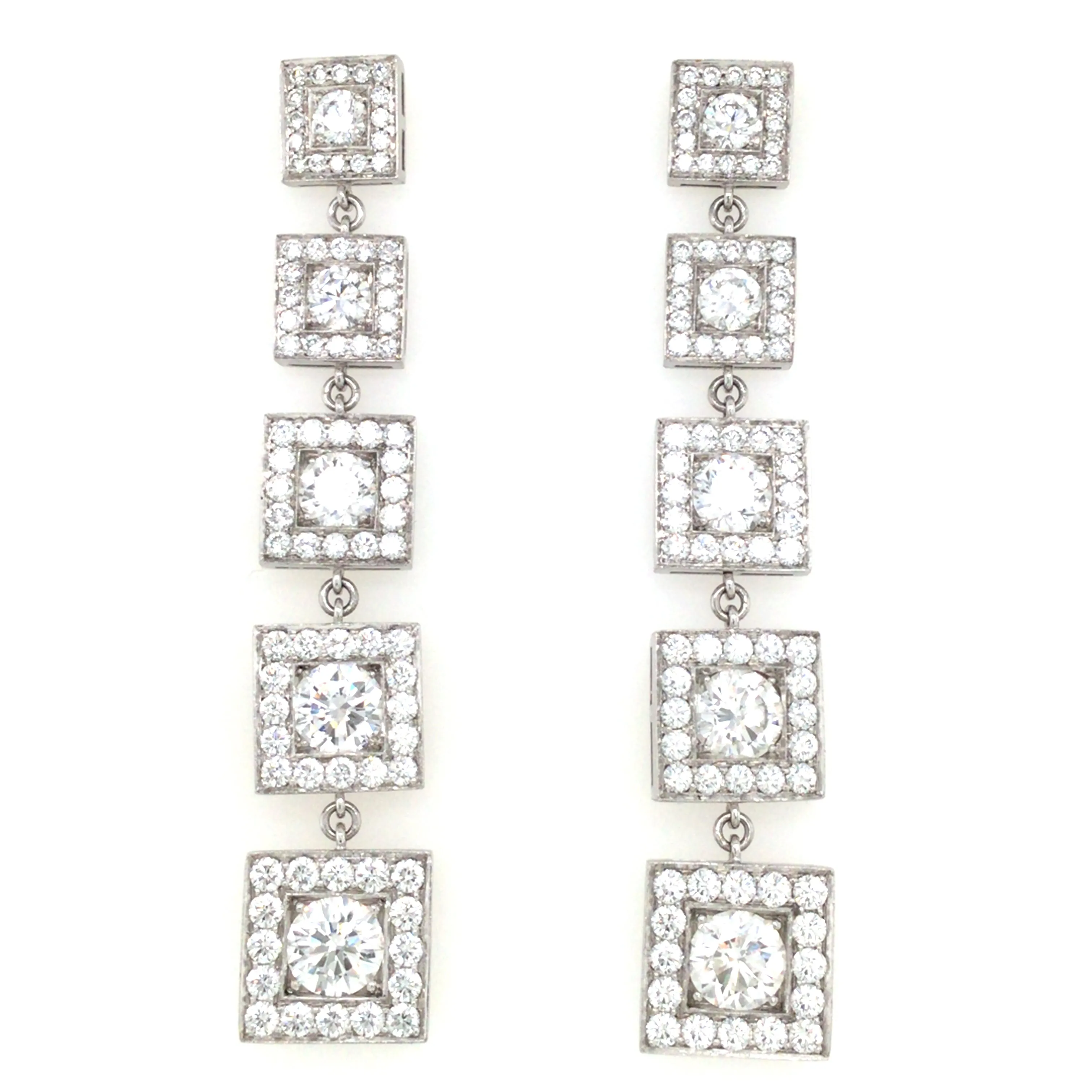 Platinum Natural Diamond Hopscotch Earrings