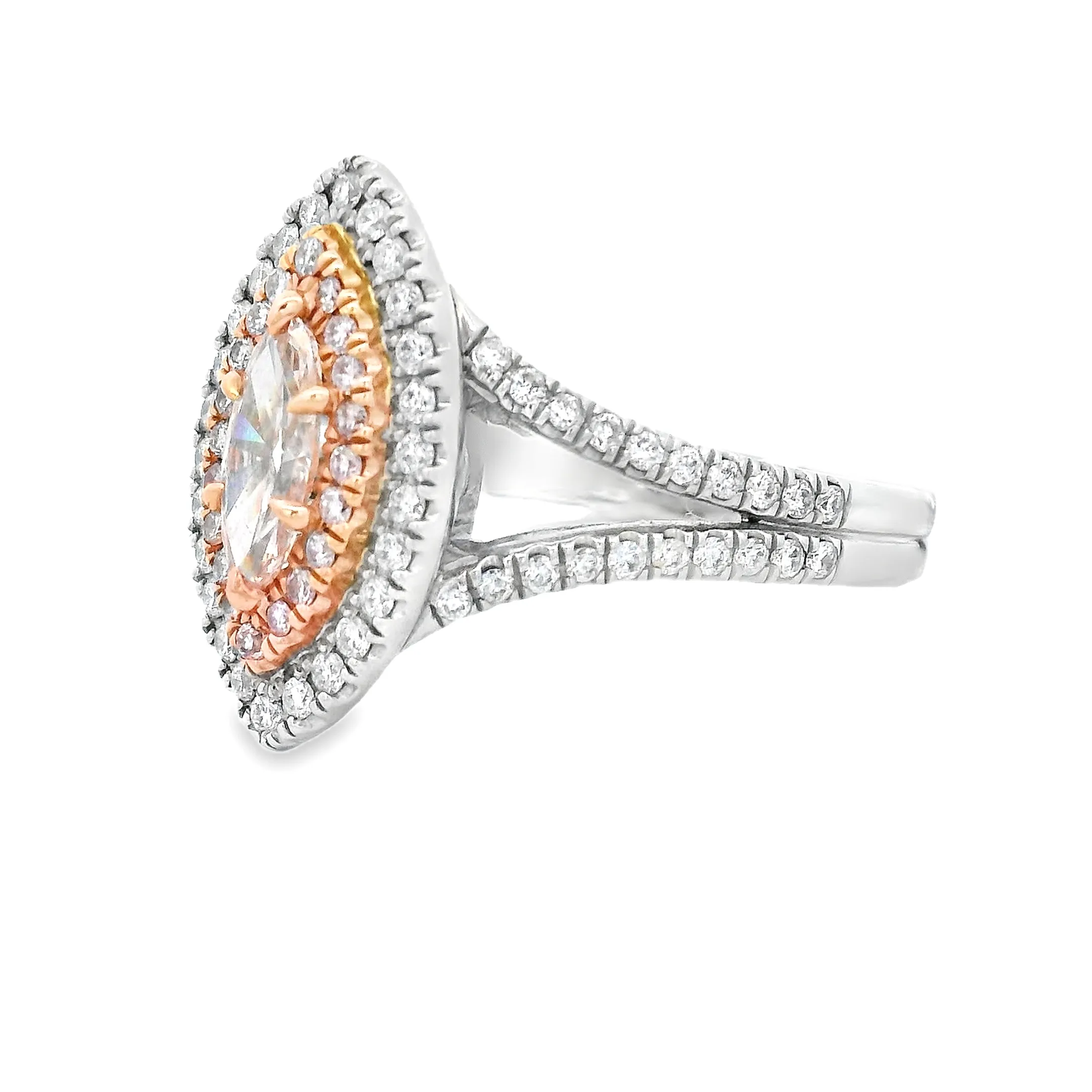 Platinum Pink & White Diamond Ring