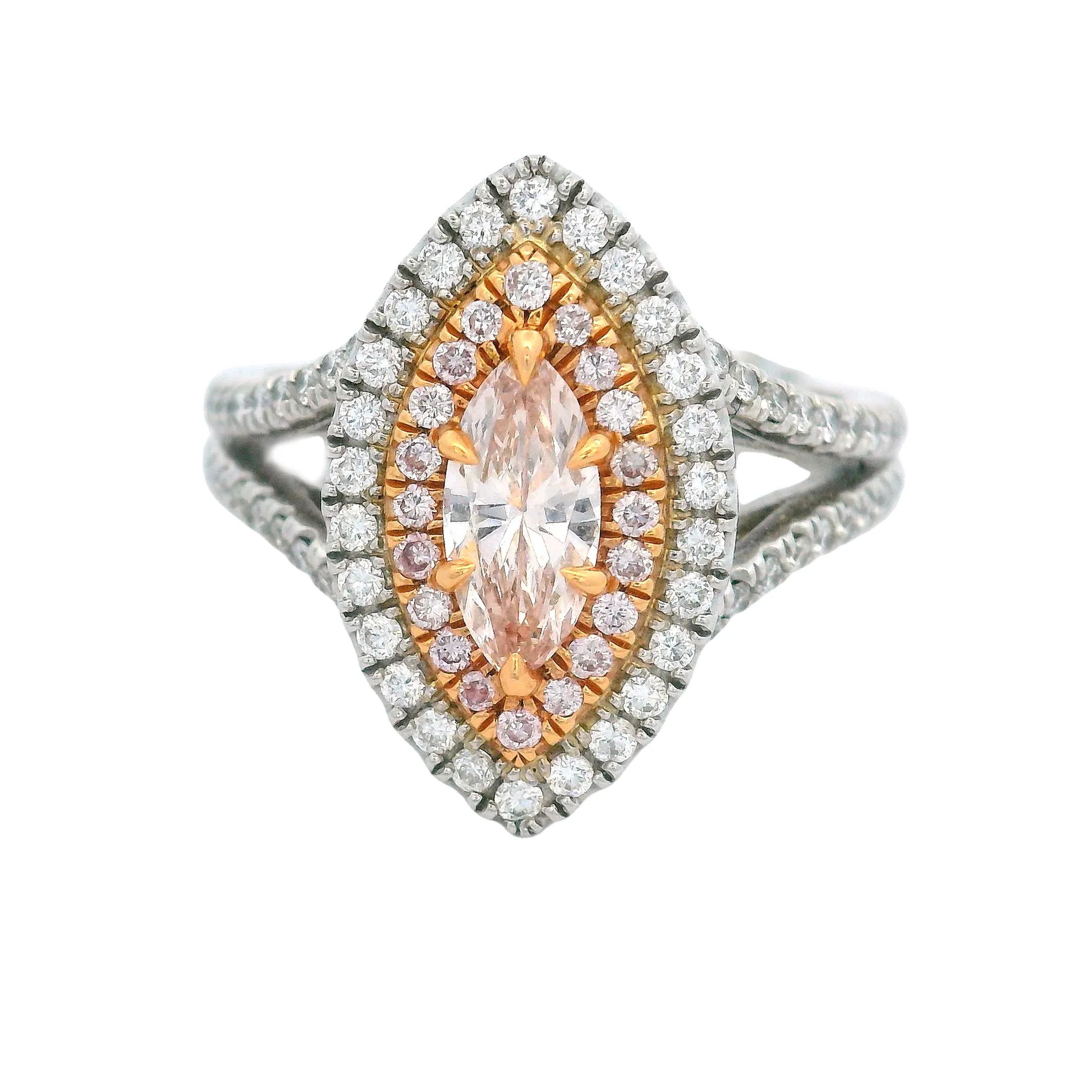 Platinum Pink & White Diamond Ring