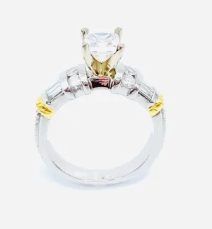 Platinum/18 Karat Yellow Gold Semi-Mount Ladies Engagement Ring