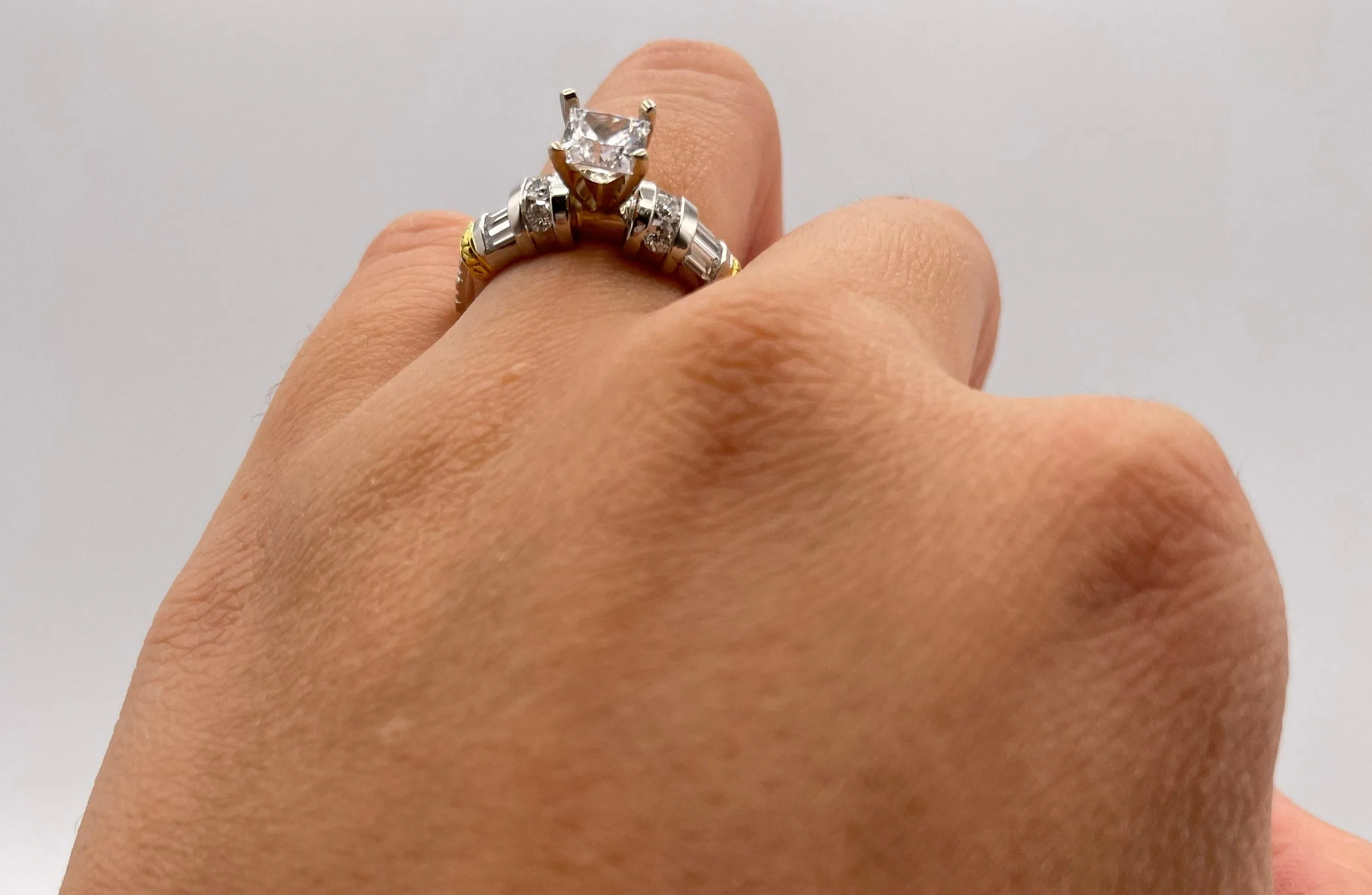 Platinum/18 Karat Yellow Gold Semi-Mount Ladies Engagement Ring