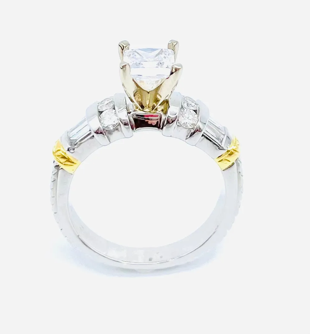 Platinum/18 Karat Yellow Gold Semi-Mount Ladies Engagement Ring