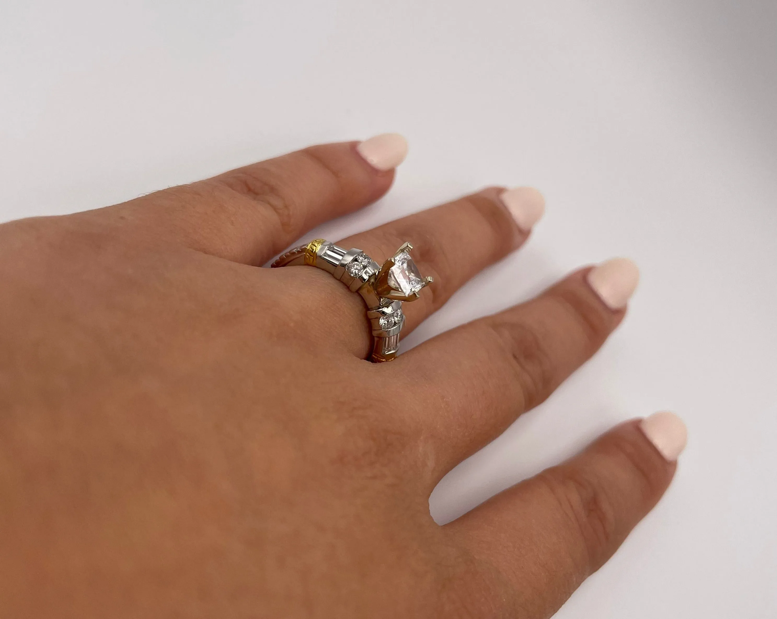 Platinum/18 Karat Yellow Gold Semi-Mount Ladies Engagement Ring