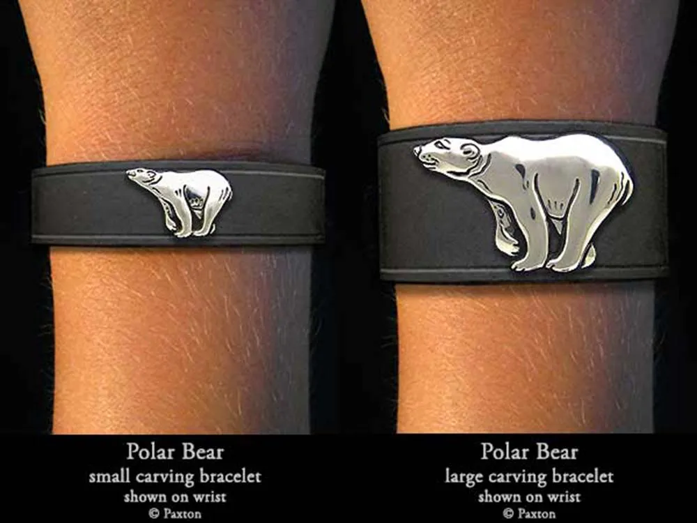 Polar Bear Bracelet Sterling Silver on Genuine Leather