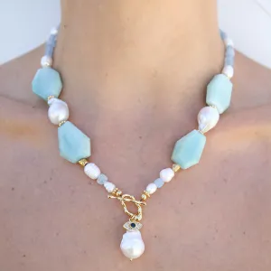 Pre-Order Amazonite, Quartz and Pearl Necklace