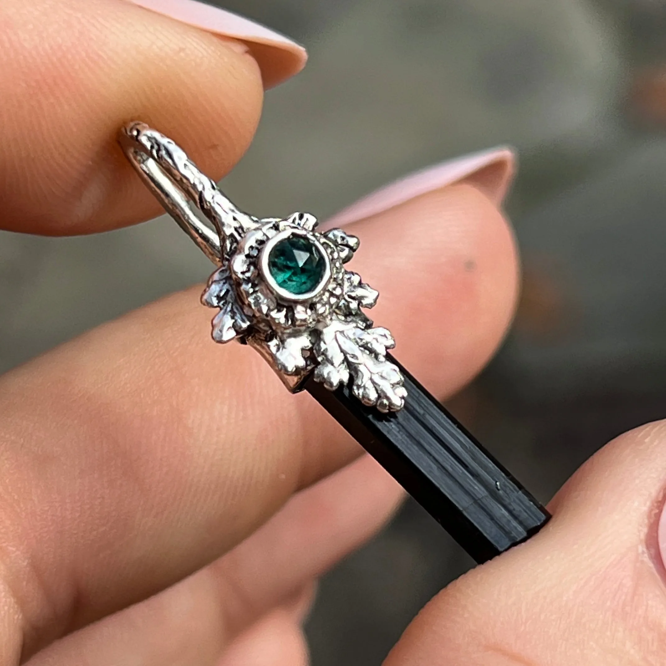 PRE-ORDER FOR KAYLA- Black Tourmaline Silver Fairy Pendant