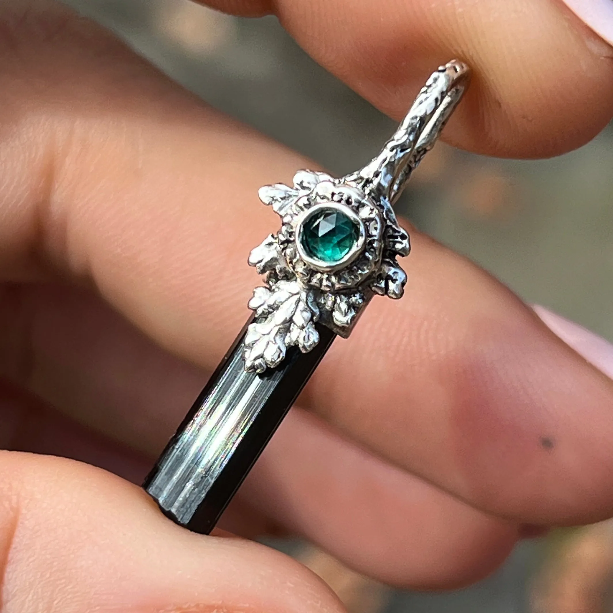 PRE-ORDER FOR KAYLA- Black Tourmaline Silver Fairy Pendant