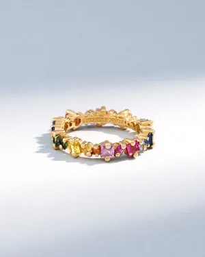 Princess Anna Rainbow Sapphire Eternity Band