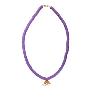Purple Beaded Necklace with Rainbow