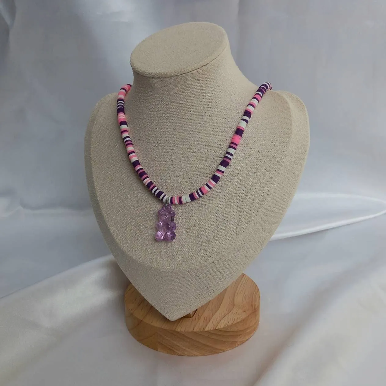 Purple Gummy Bear Bead Necklace - Purple Necklaces In The UK,Gummy Bear Necklaces,Beaded Necklaces In The UK,Pink Beaded Jewellery In The UK