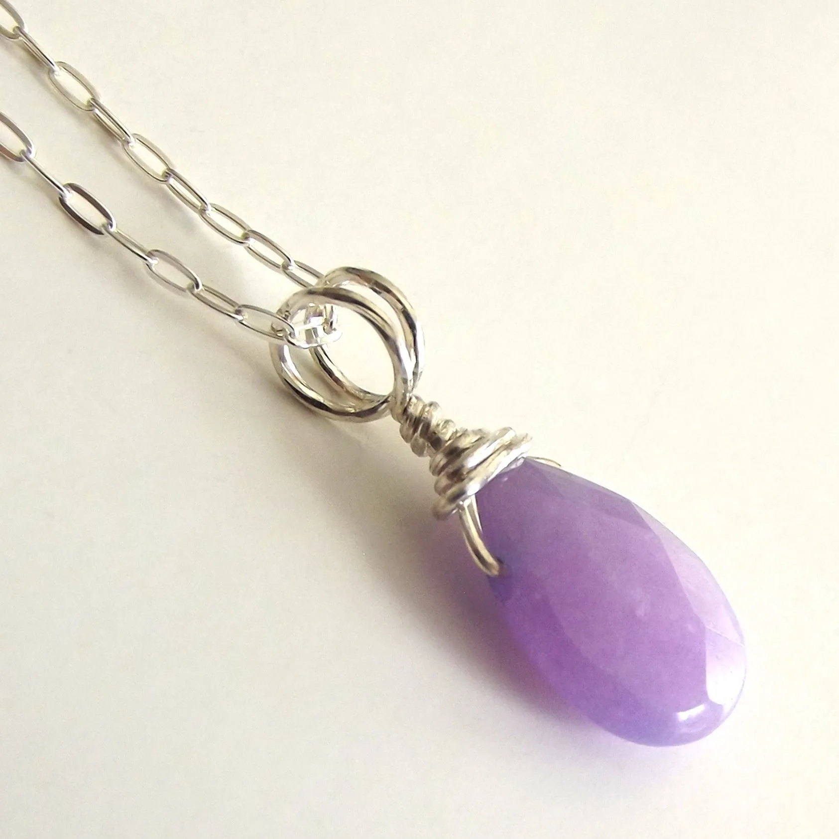Purple Jade Sterling Necklace