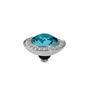 Qudo Tondo Deluxe 13mm Silver Topper - Blue Zircon