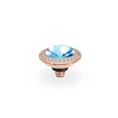 Qudo Tondo Deluxe 9mm Rose Gold Topper - Aquamarine