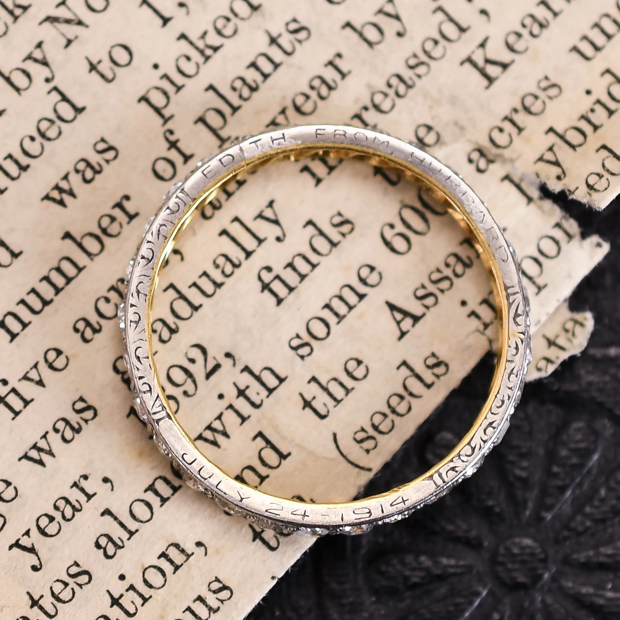 "July 24 1914" Diamond Eternity Ring