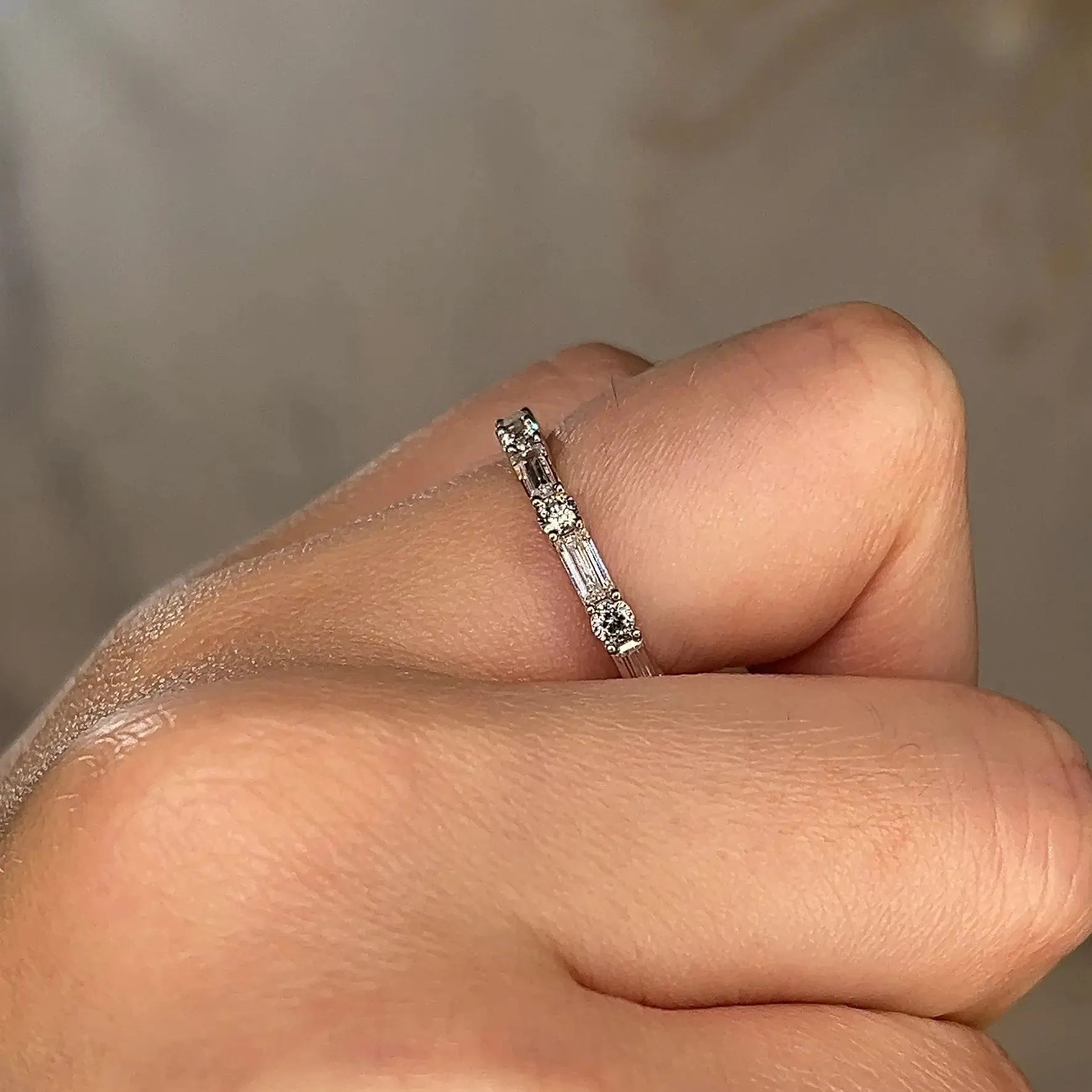 "Lenora" Emerald and Round Brilliant Cut 0.66ct Diamond Eternity Ring ET59