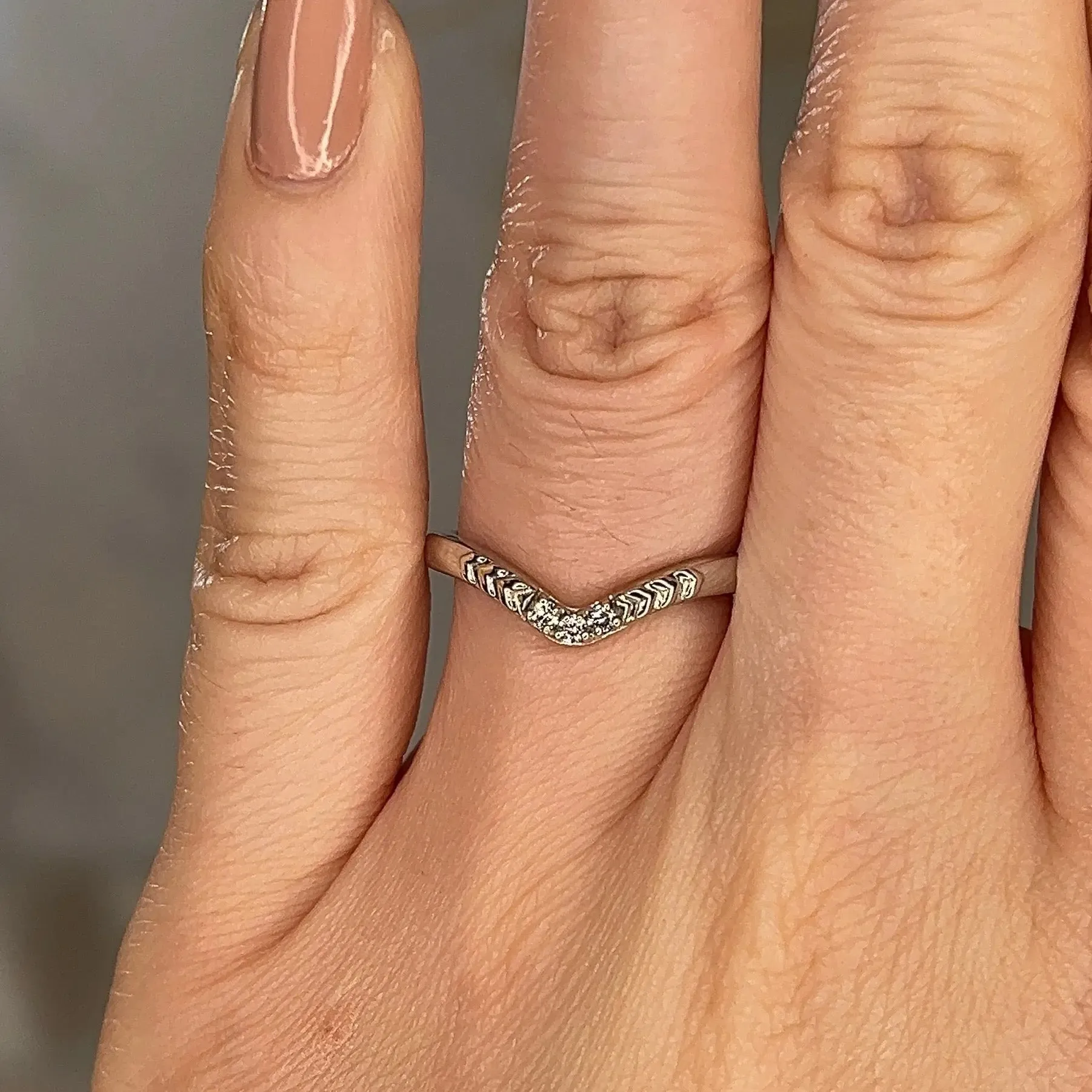"Vera" Subtle Foliage V Shaped 0.06ct Diamond Eternity Ring ET40