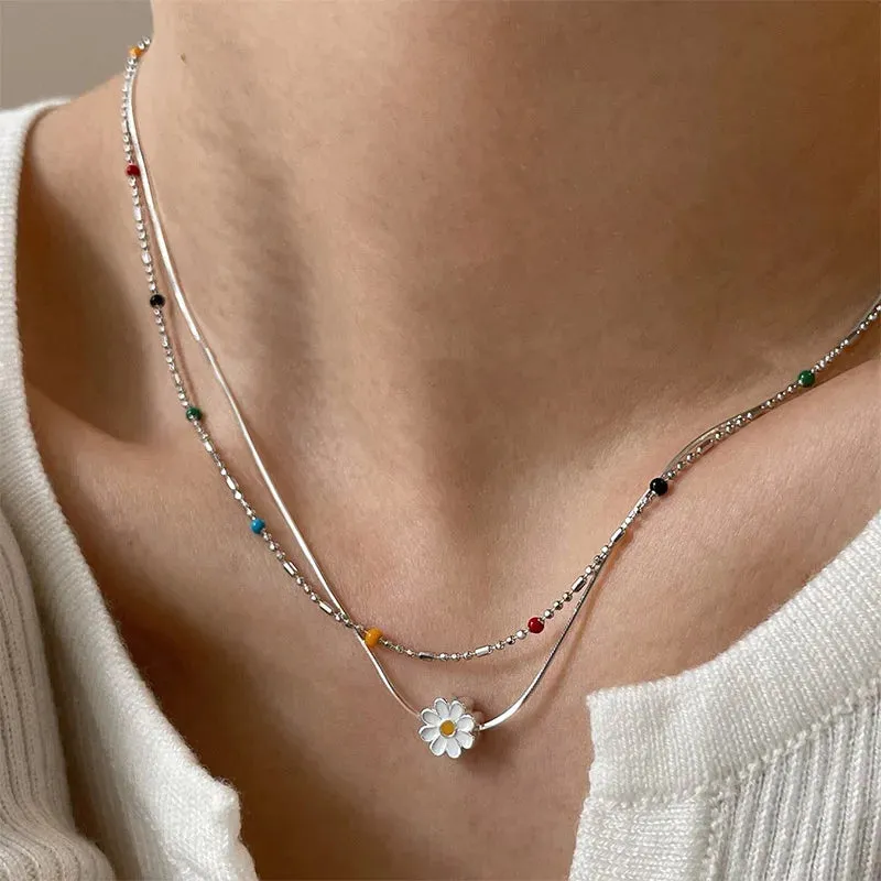 Rainbow Crystal Long Chain Necklace