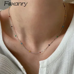 Rainbow Crystal Long Chain Necklace
