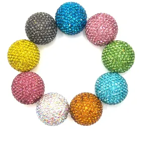 Rainbow Crystal Sphere Stretch Statement Bracelet