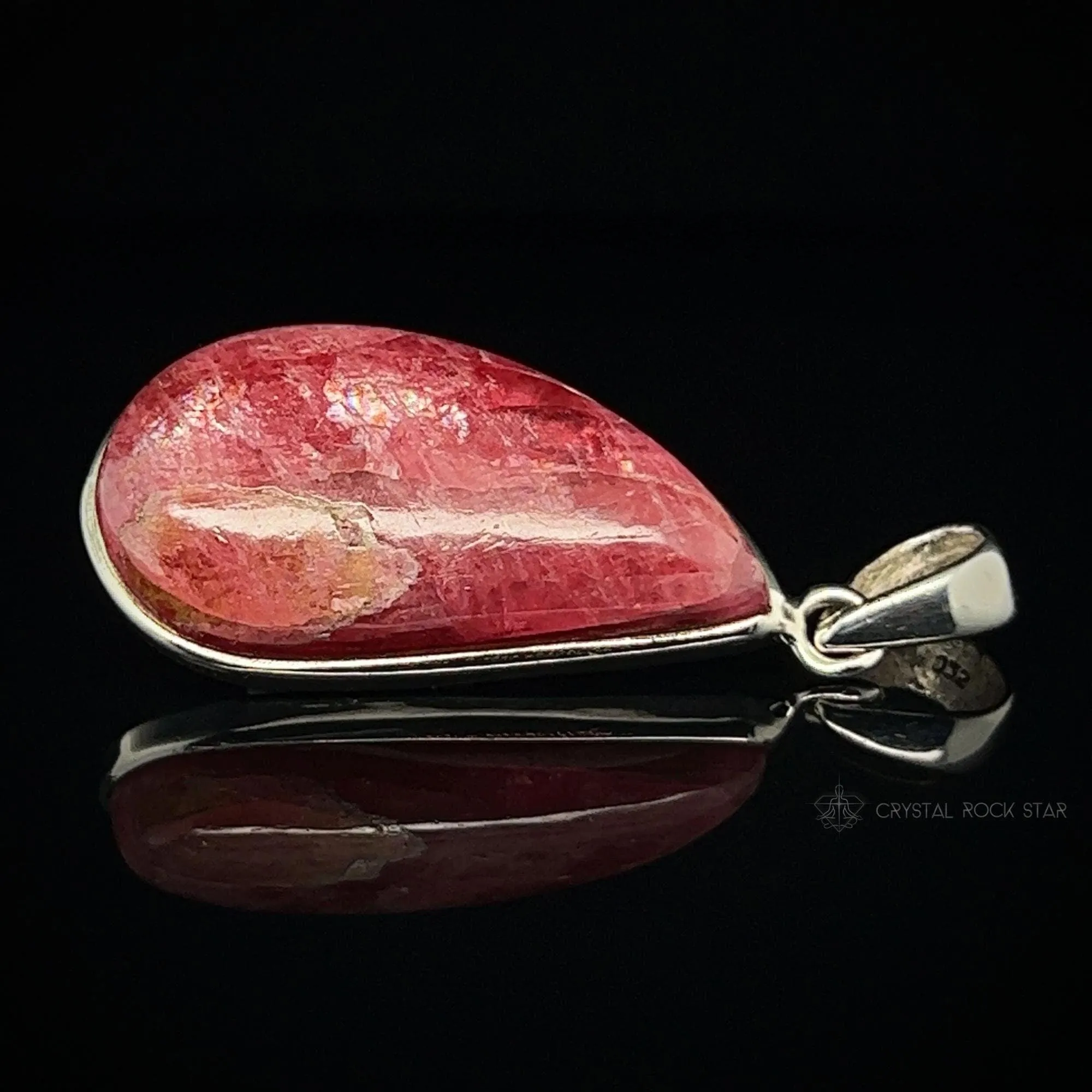 Rare Gem Rhodonite Silver Pendant 1.8"