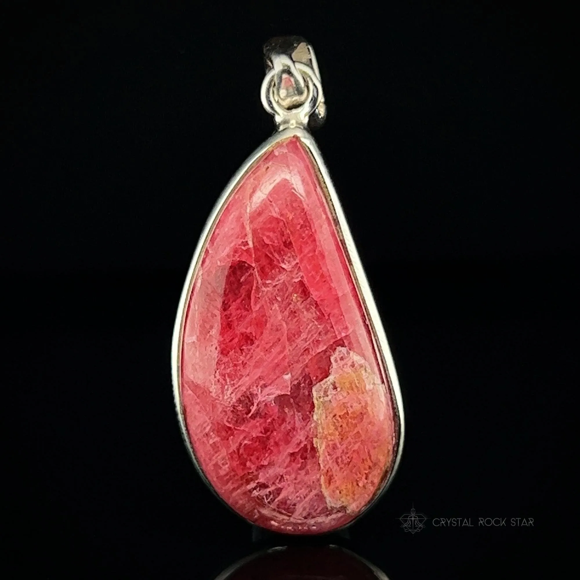 Rare Gem Rhodonite Silver Pendant 1.8"