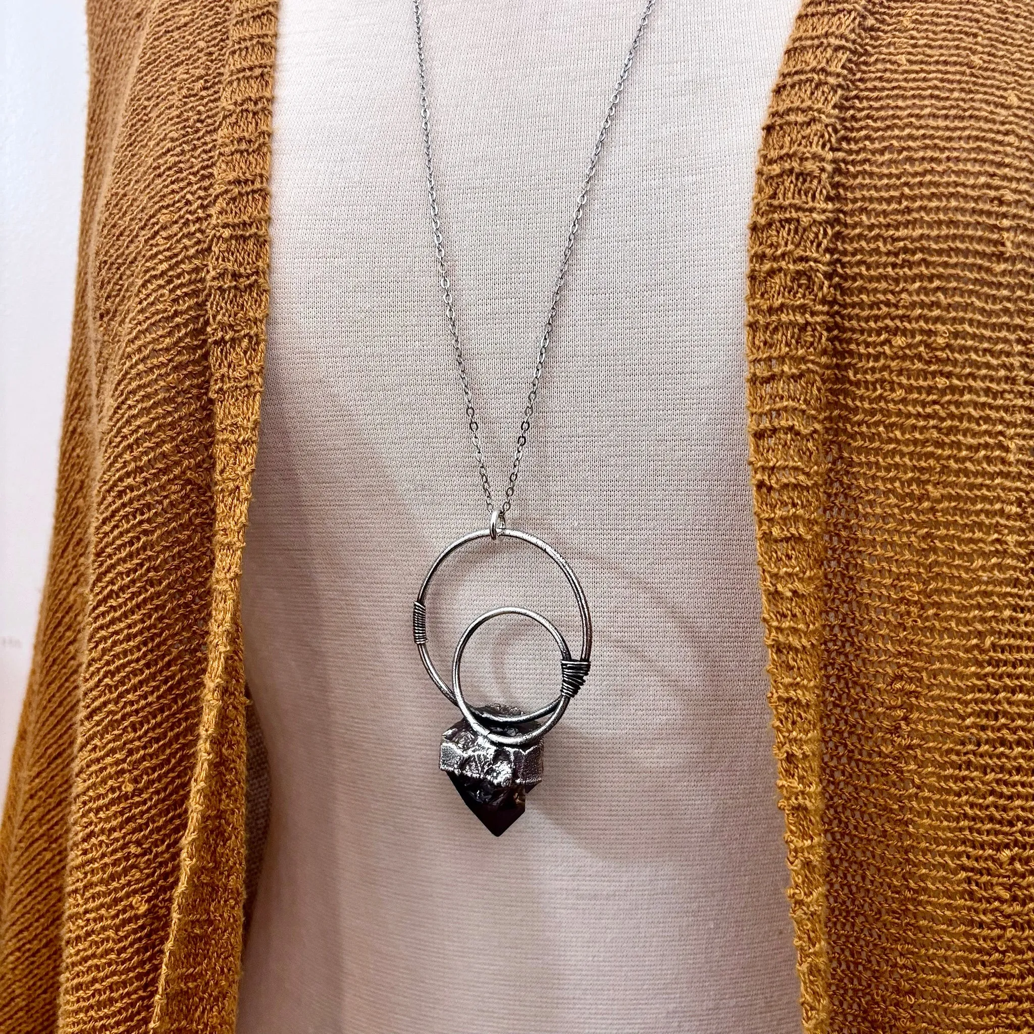 Raw Smoky Quartz Crystal  Necklace in Fine Silver / Foxlark Collection - One of a Kind