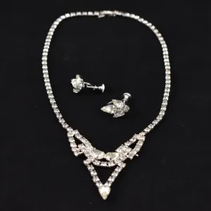 Rhinestone Point Necklace Set