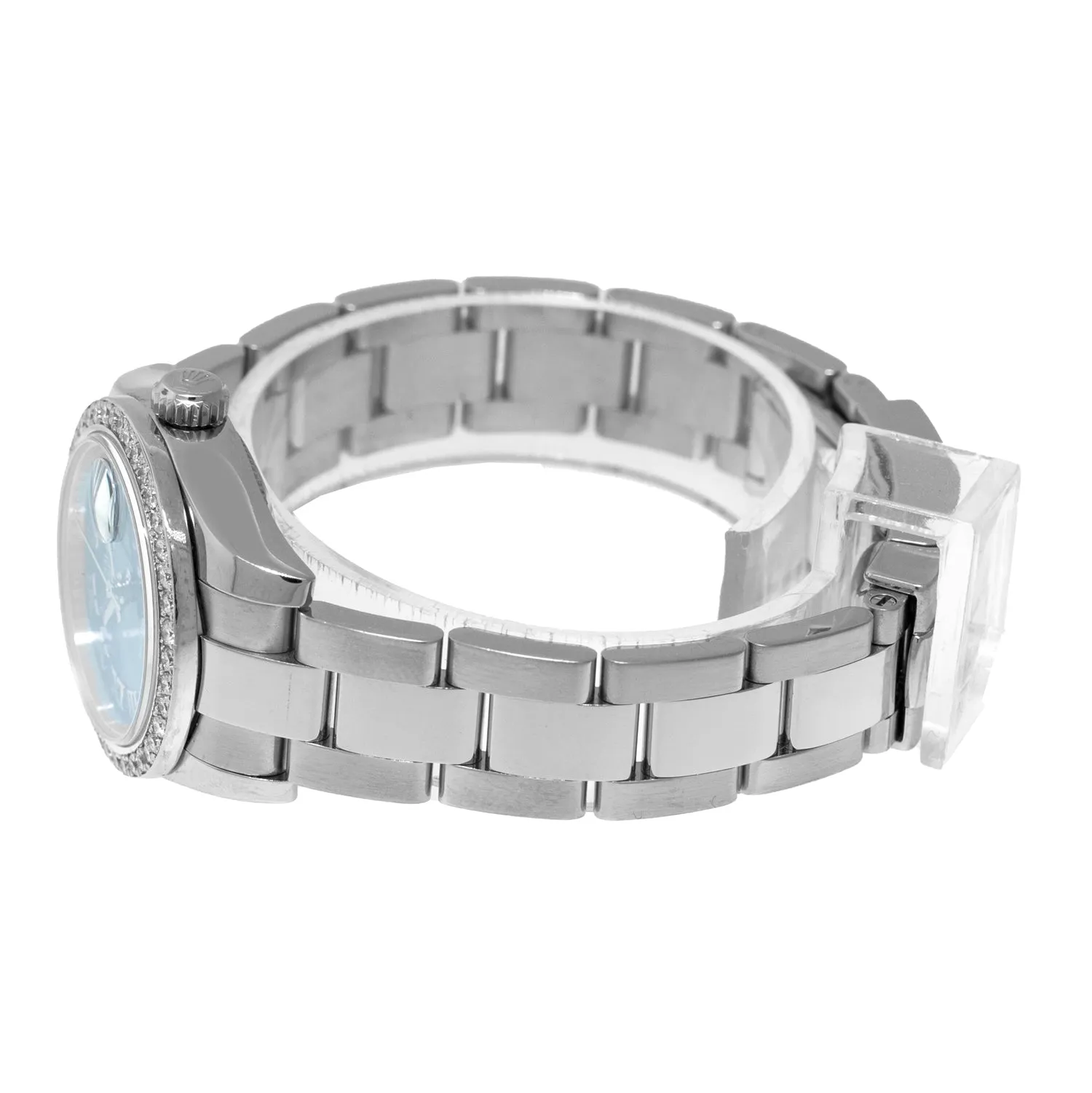Rolex Datejust 26mm Stainless Steel Blue Roman Dial & Custom Diamond Bezel 179160