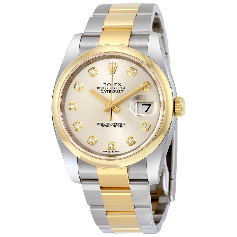Rolex Datejust 36 Silver Dial Stainless Steel and 18K Yellow Gold Oyster Bracelet Automatic Ladies Watch 116203SDO