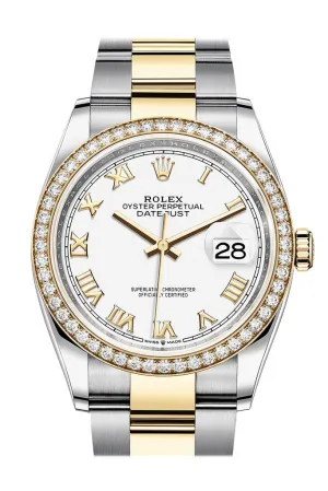 Rolex Datejust 36 White Dial Men's Steel and 18kt Yellow Gold Oyster Watch 126283WRO