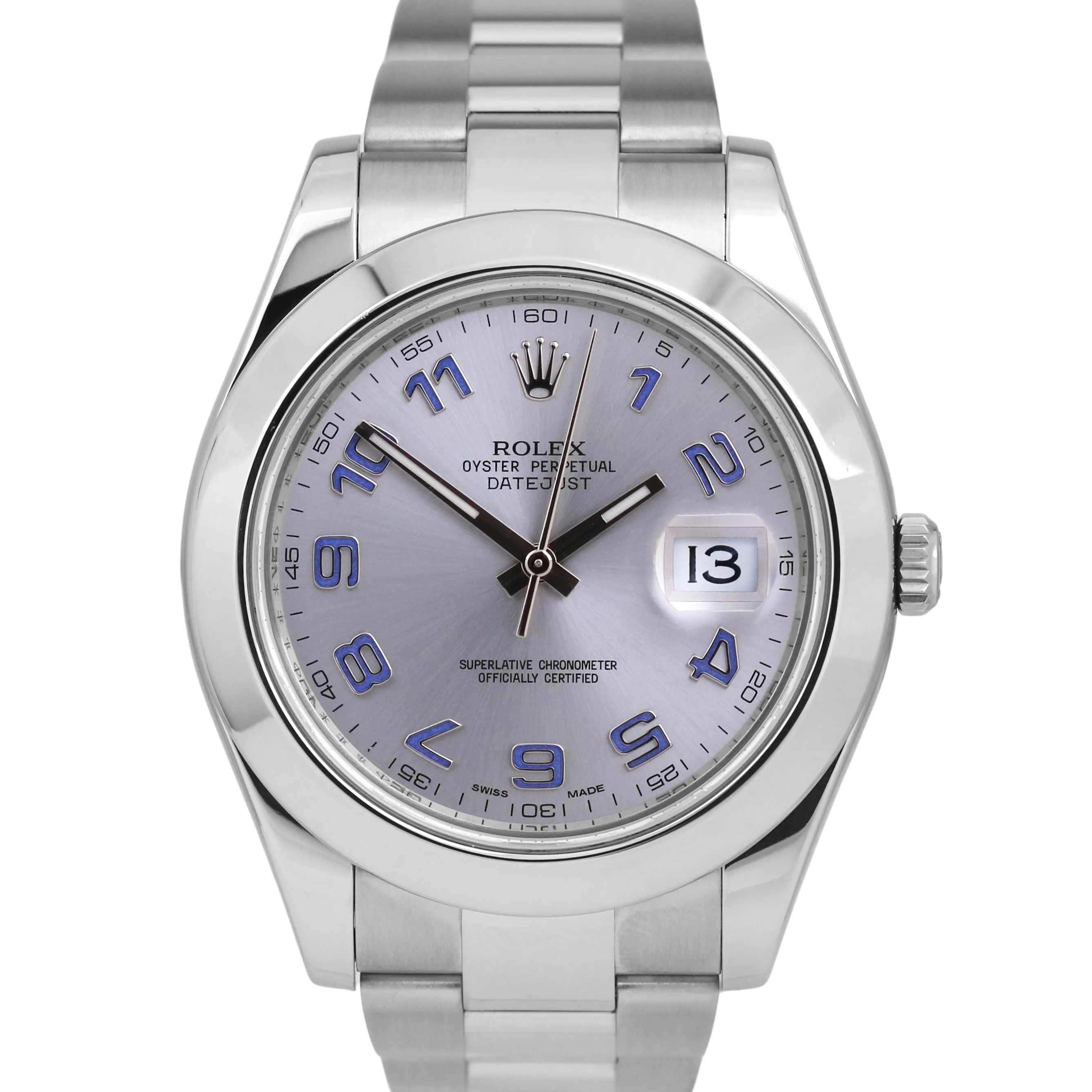 Rolex DateJust II 41mm SILVER ARABIC Blue Smooth Stainless Steel Oyster 116300