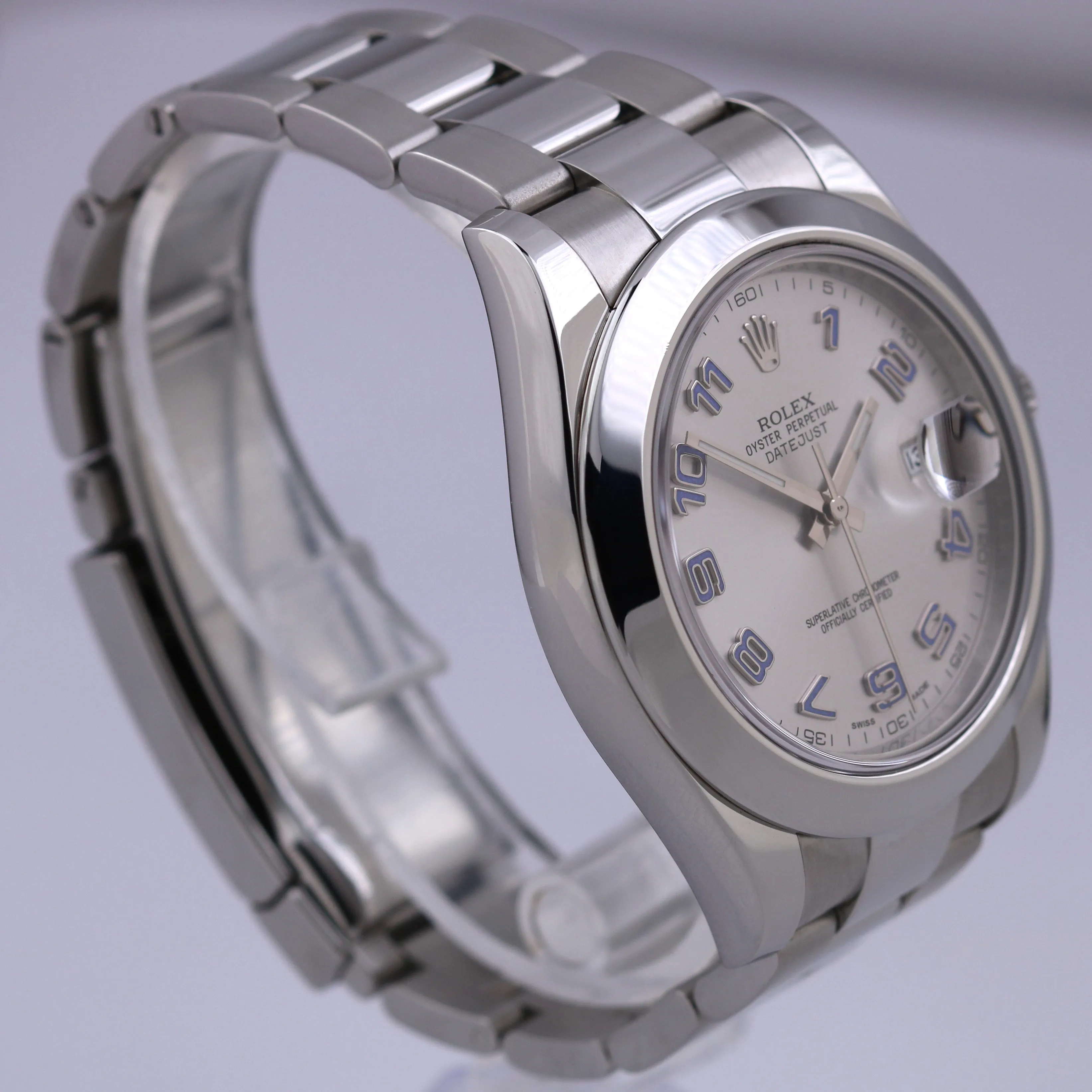 Rolex DateJust II 41mm SILVER ARABIC Blue Smooth Stainless Steel Oyster 116300