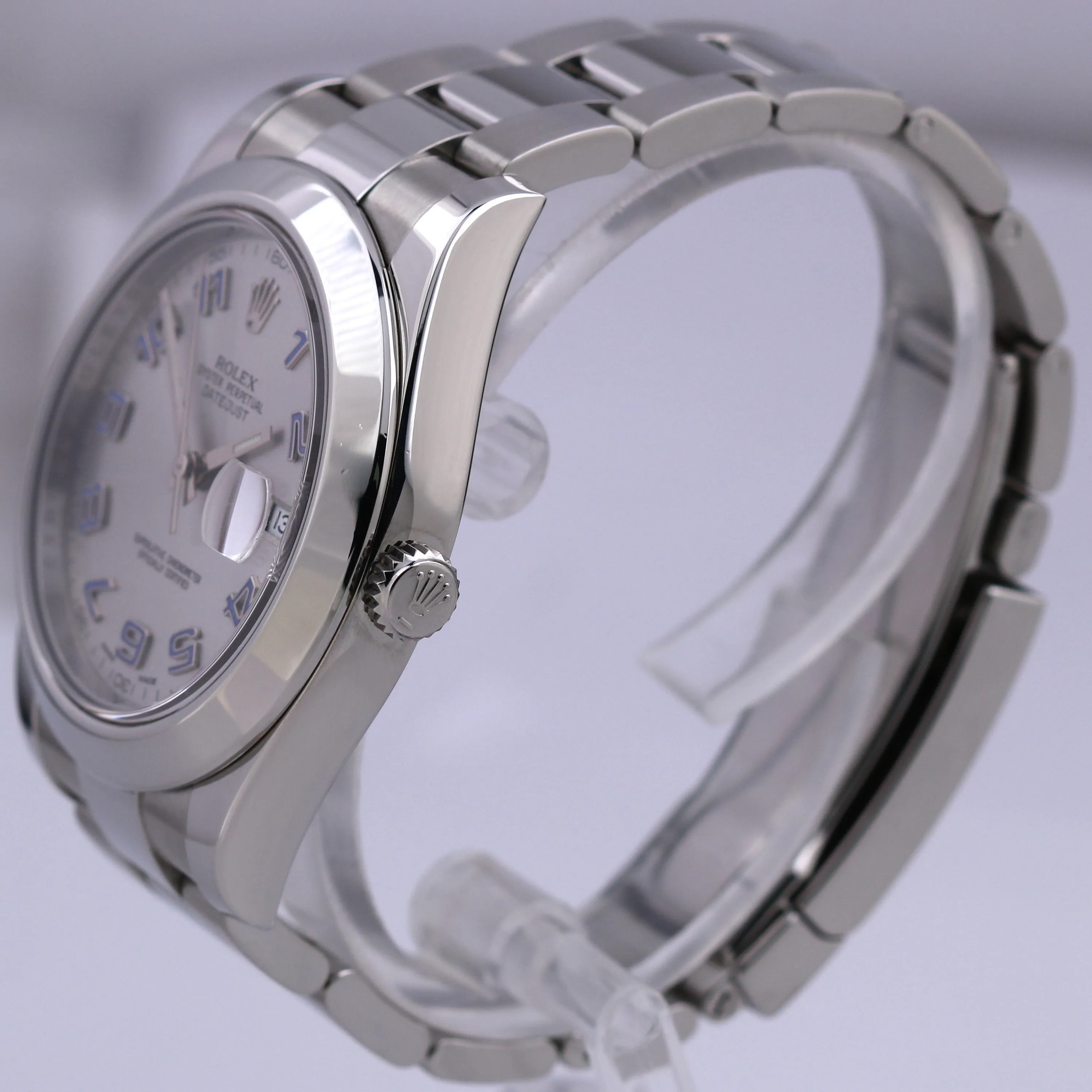 Rolex DateJust II 41mm SILVER ARABIC Blue Smooth Stainless Steel Oyster 116300