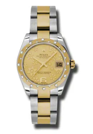 Rolex Datejust Lady 31 Champagne Floral Dial Stainless Steel and 18K Yellow Gold Oyster Bracelet Automatic Watch 178343CFO