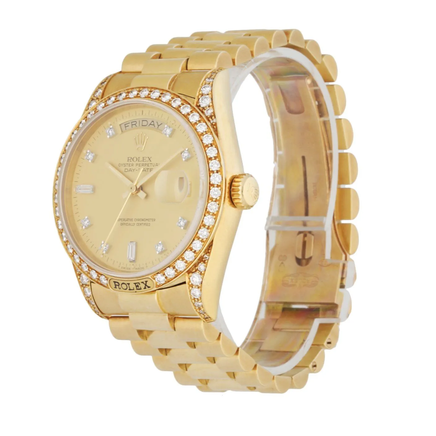 Rolex Day Date 18138 18K Yellow Gold Factory Diamond Dial Men's Watch