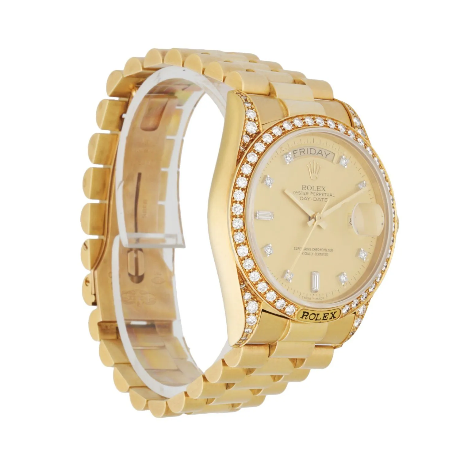 Rolex Day Date 18138 18K Yellow Gold Factory Diamond Dial Men's Watch