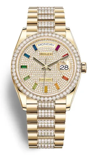 Rolex Day-Date 36 Paved Dial 18kt Yellow Gold Diamond-Set President Watch 128348DSDP