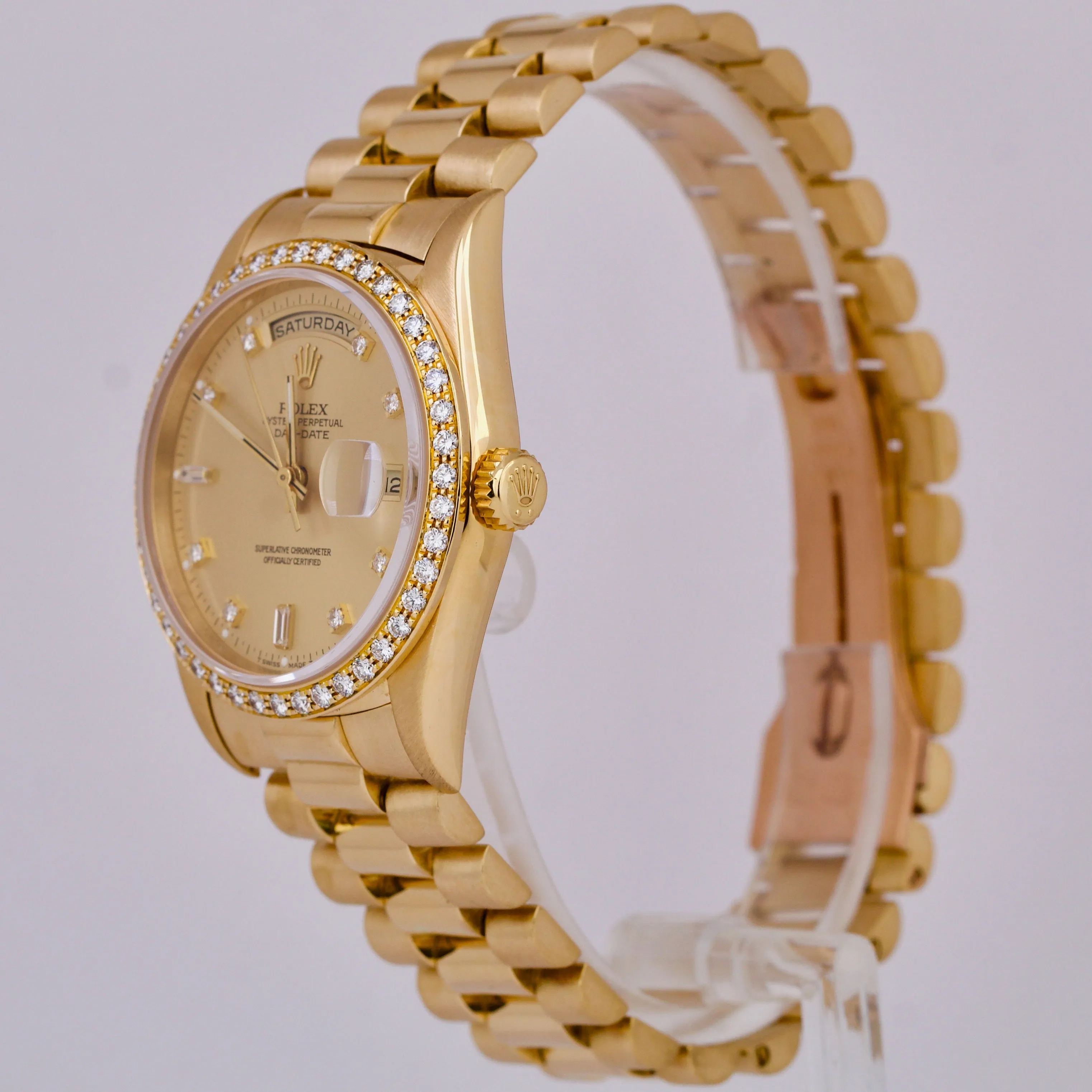 Rolex Day-Date President 36mm FACTORY CHAMPAGNE DIAMOND 18K Gold Quickset 18238