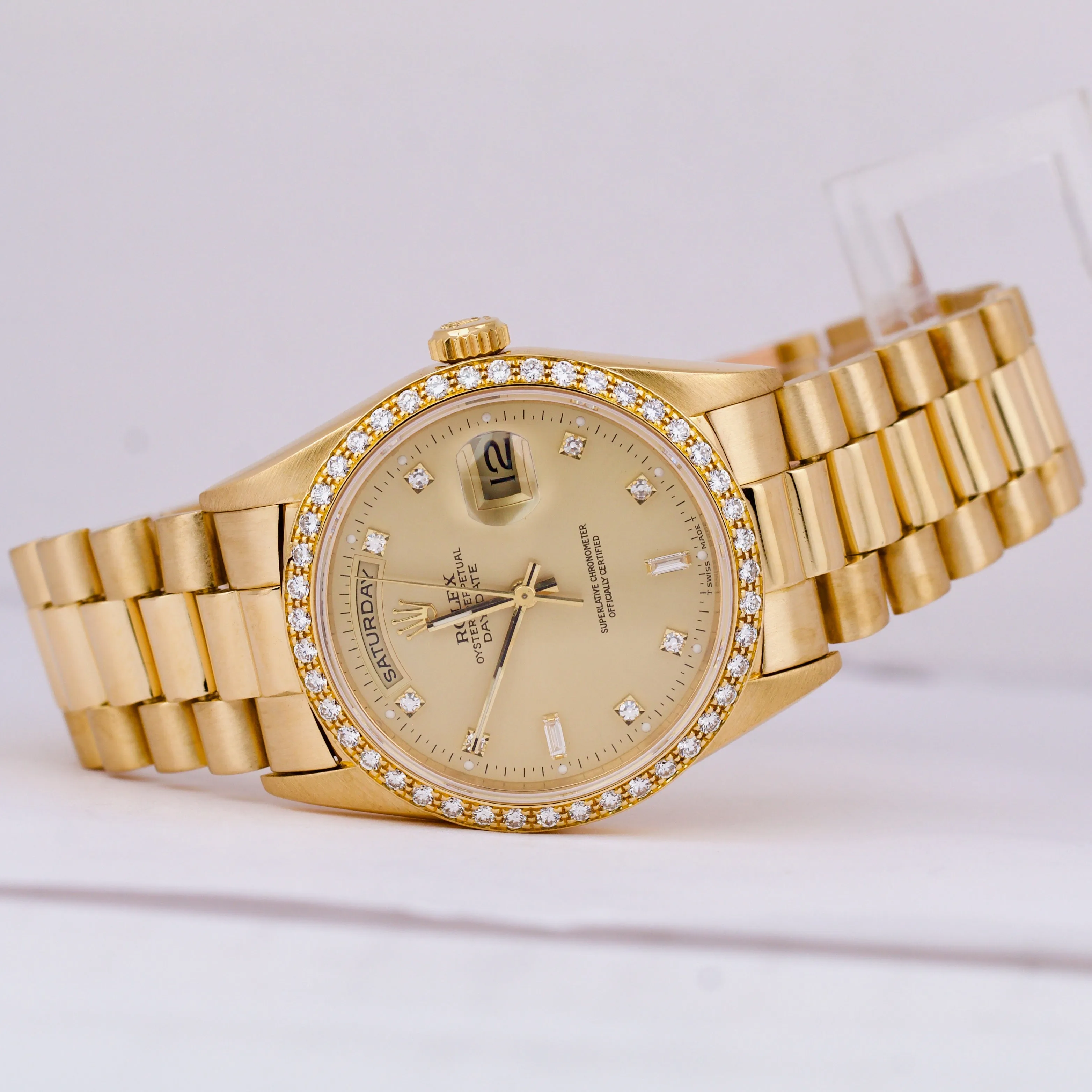 Rolex Day-Date President 36mm FACTORY CHAMPAGNE DIAMOND 18K Gold Quickset 18238