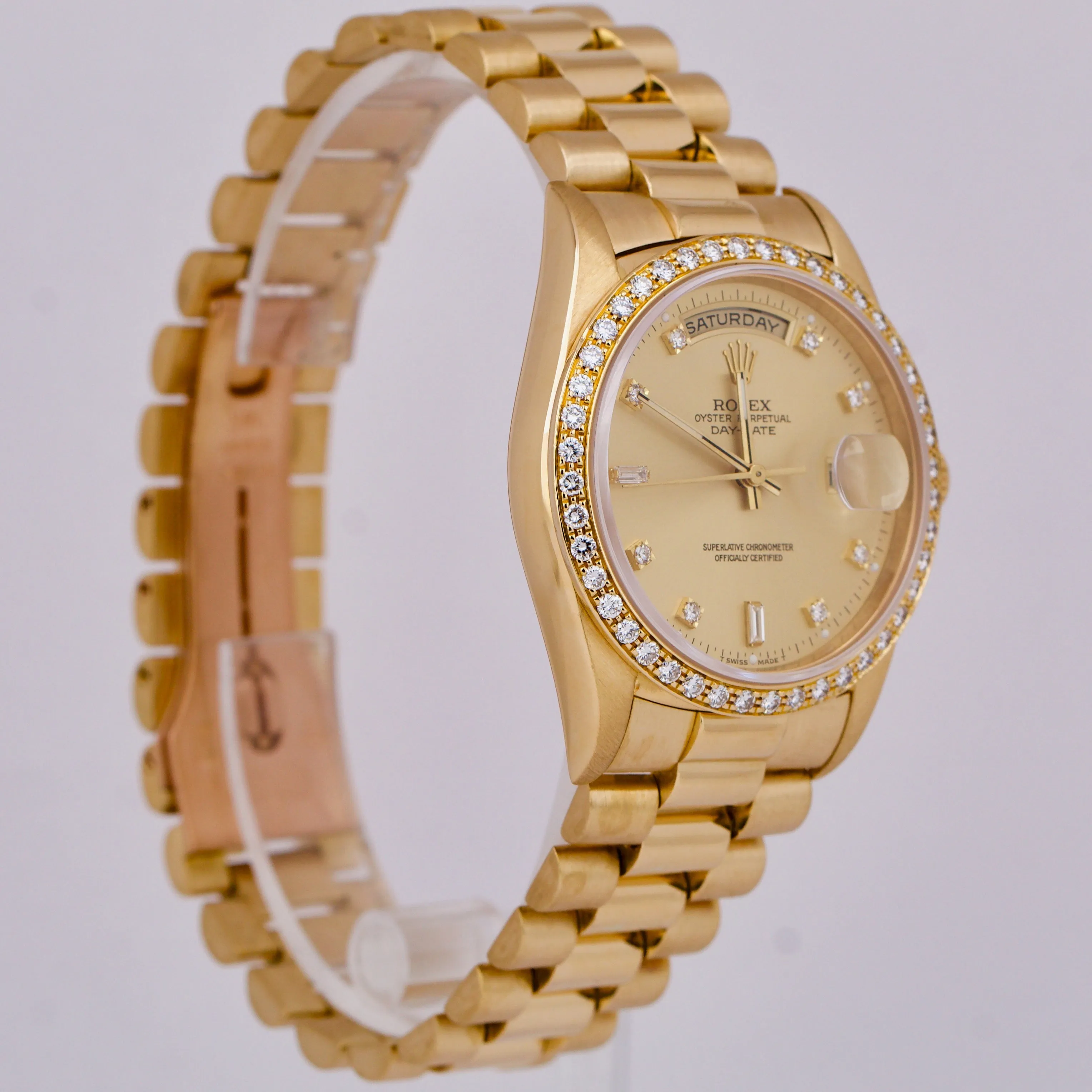 Rolex Day-Date President 36mm FACTORY CHAMPAGNE DIAMOND 18K Gold Quickset 18238