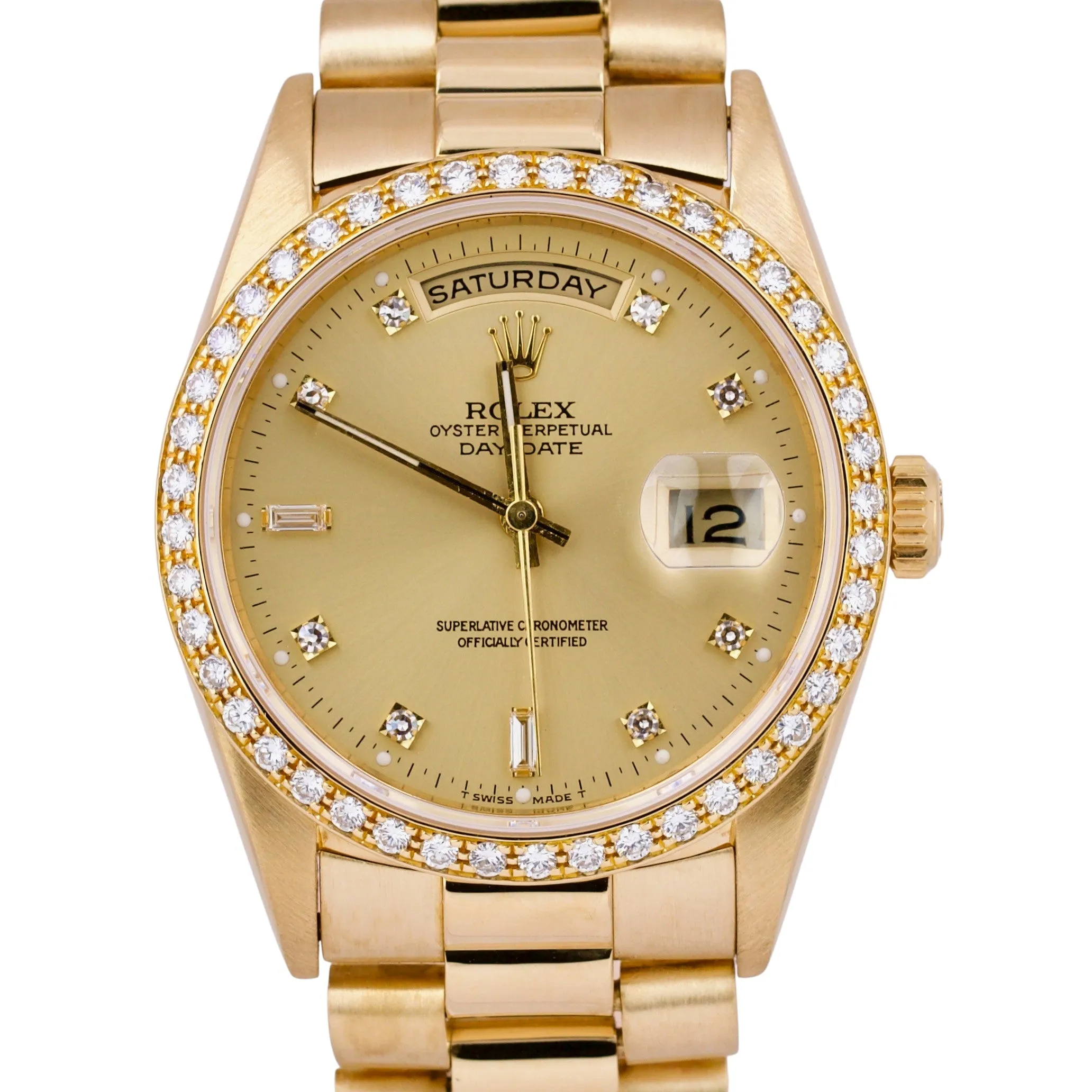Rolex Day-Date President 36mm FACTORY CHAMPAGNE DIAMOND 18K Gold Quickset 18238